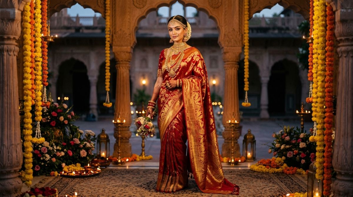 Royal Crimson Red Bridal Kanjivaram Pure Silk Saree